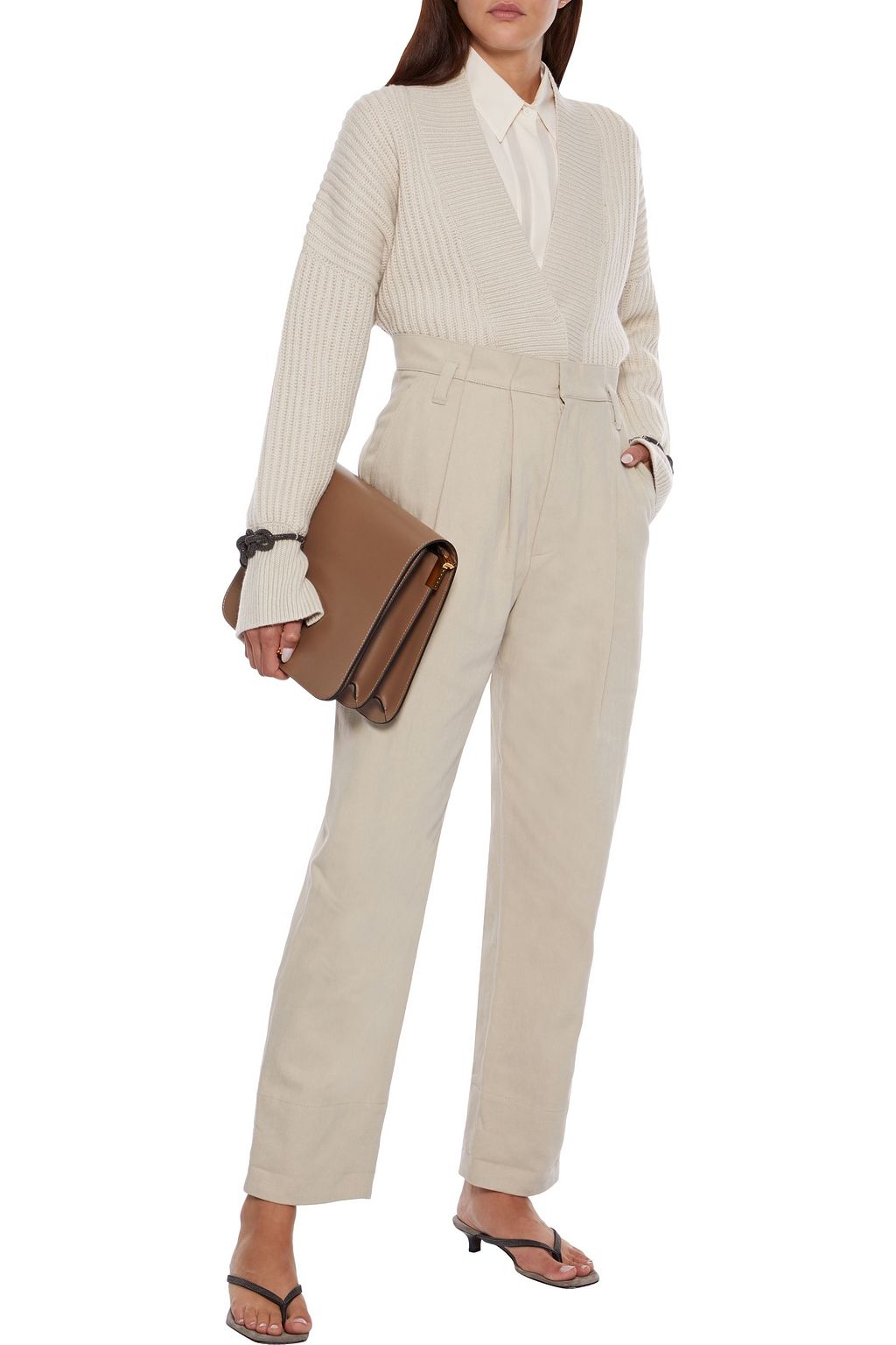 BRUNELLO CUCINELLI Bead-embellished ribbed cashmere cardigan