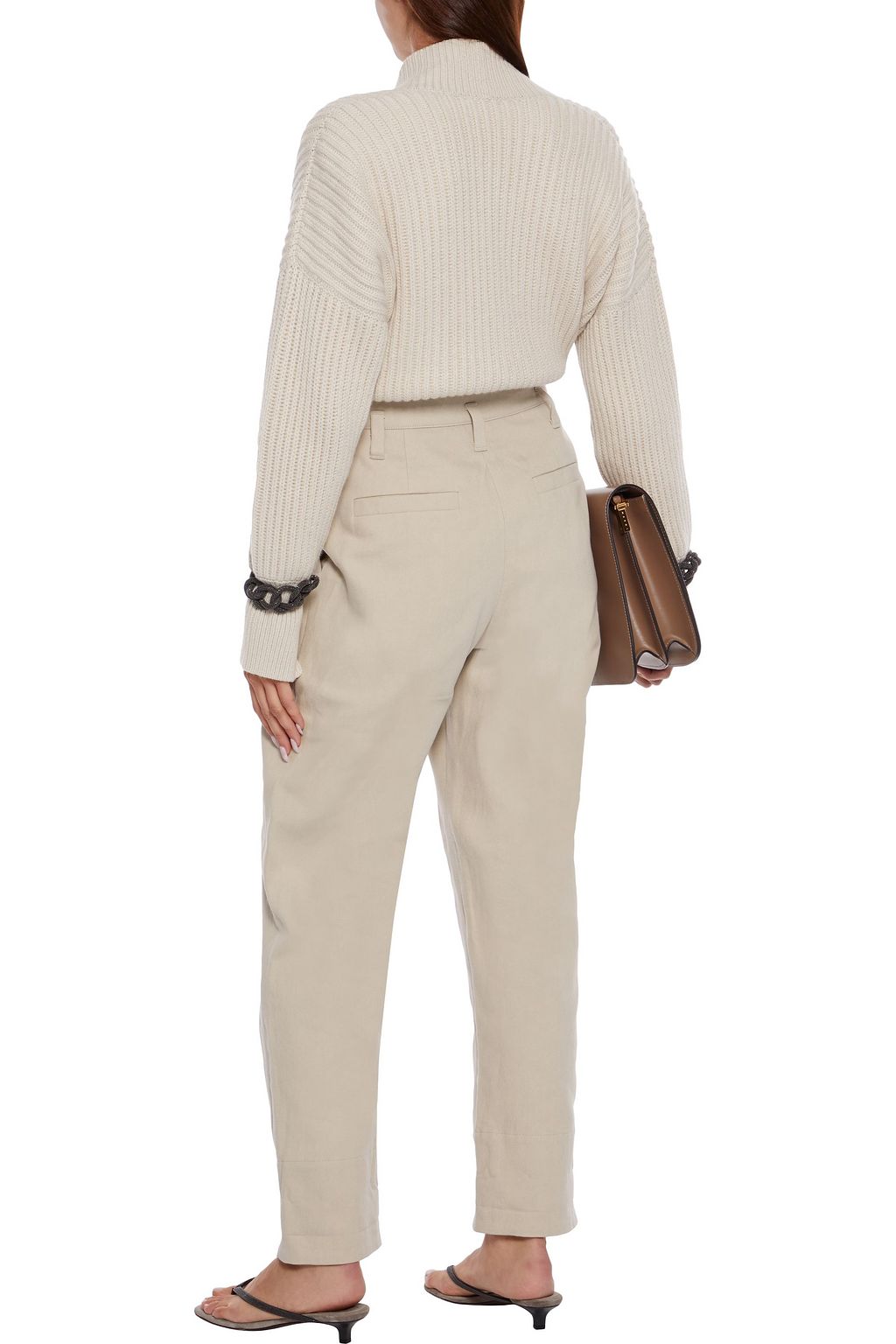BRUNELLO CUCINELLI Cotton and linen-blend twill straight-leg pants