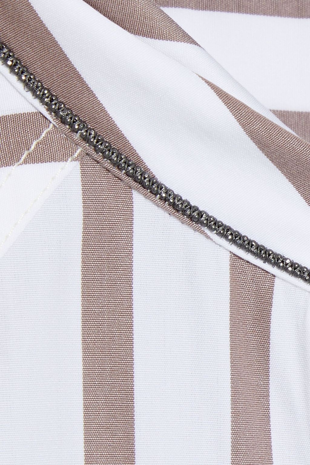 BRUNELLO CUCINELLI Bead-embellished striped cotton-poplin shirt