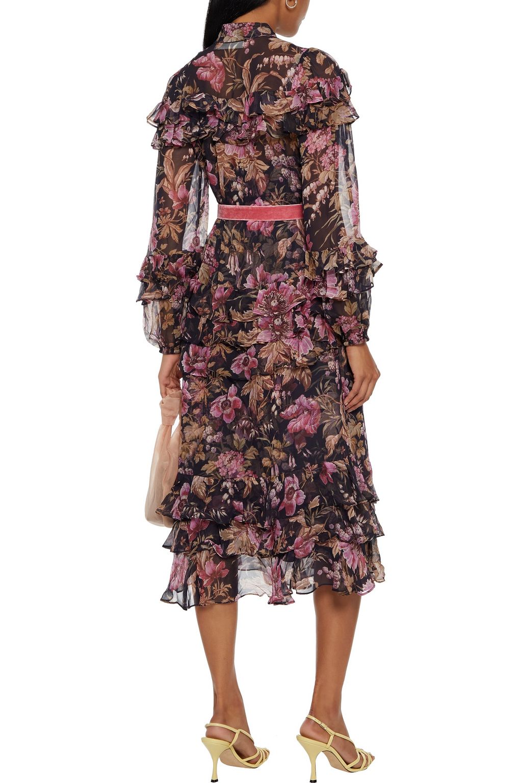 ZIMMERMANN Lucky tiered belted floral-print silk-chiffon midi dress