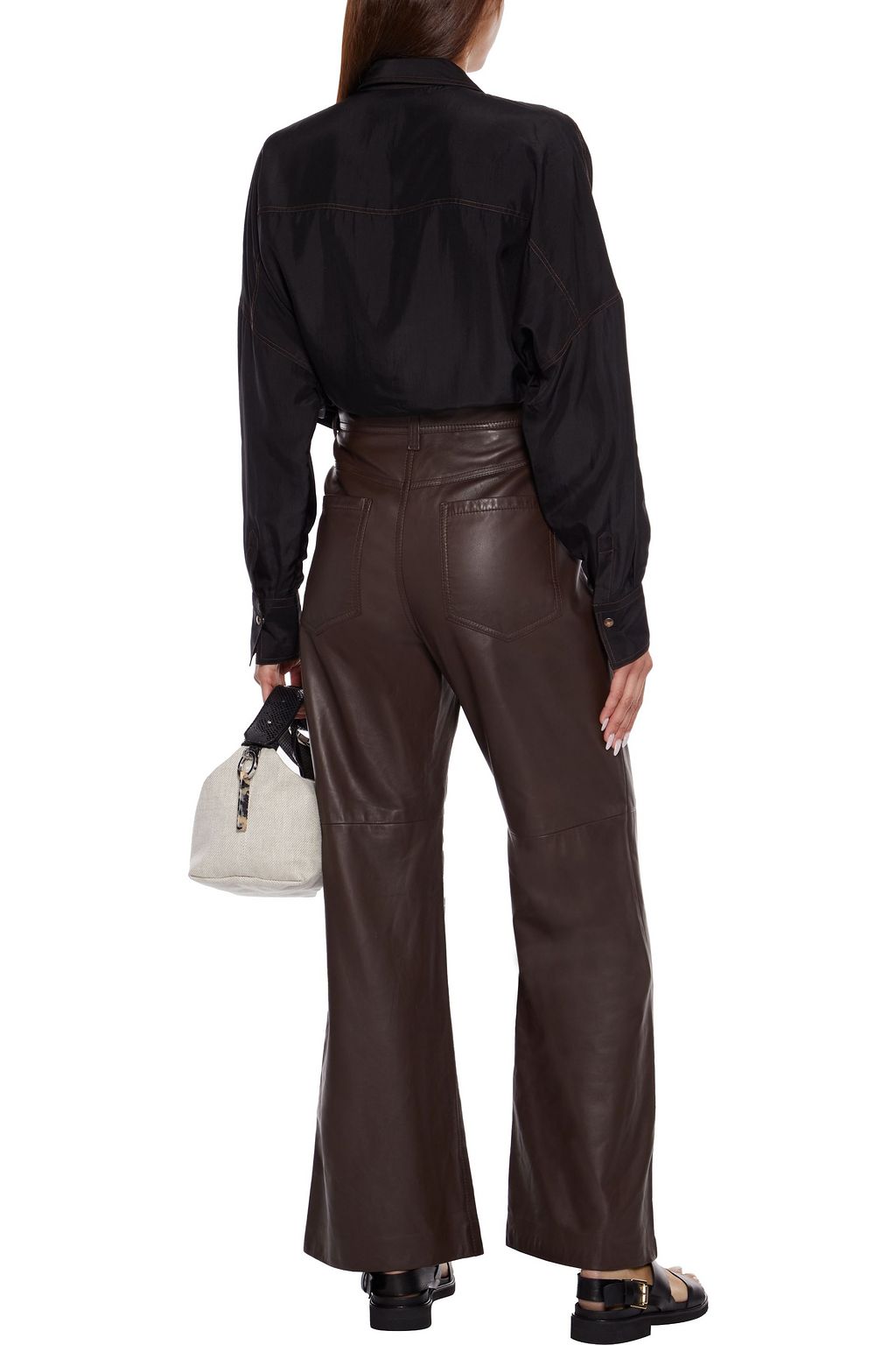 BRUNELLO CUCINELLI Leather wide-leg pants