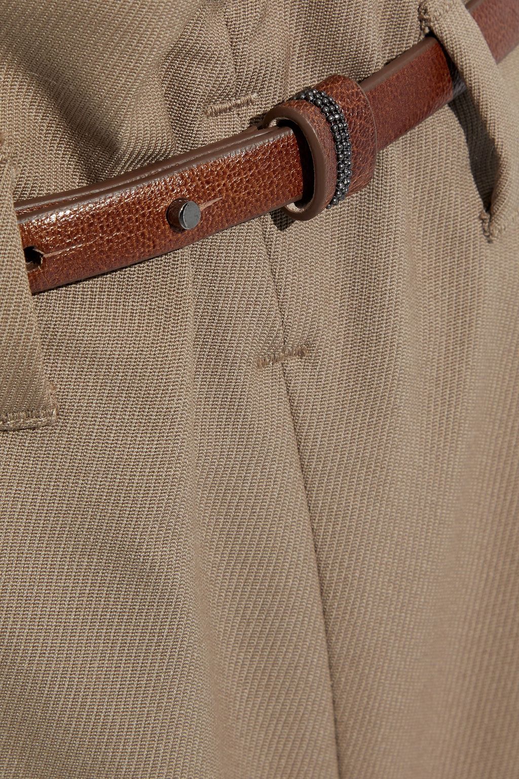 BRUNELLO CUCINELLI Belted pleated wool-twill straight-leg pants