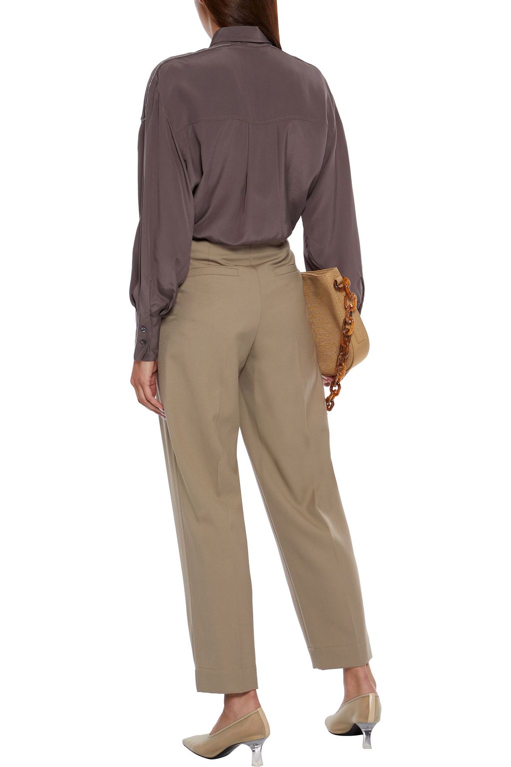 BRUNELLO CUCINELLI Belted pleated wool-twill straight-leg pants
