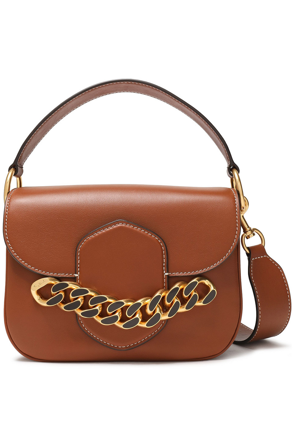 TORY BURCH Chain-embellished leather shoulder bag