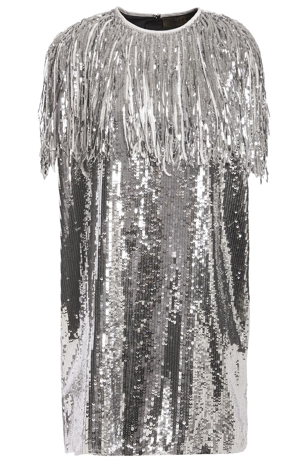 black and silver fringe dress