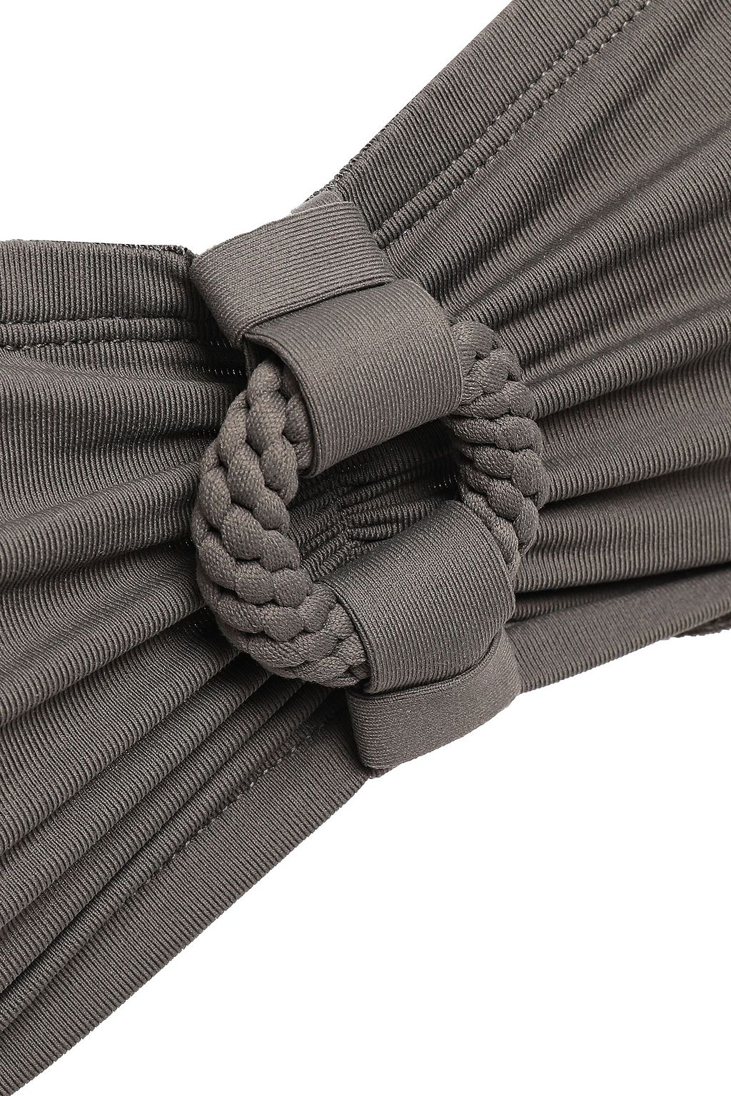 ERES Braid-trimmed ring-embellished gathered bandeau bikini top