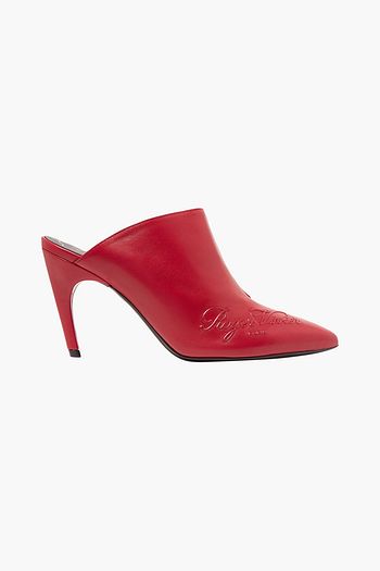 로저 비비에 ROGER VIVIER Claret Choc Real logo-embossed leather mules