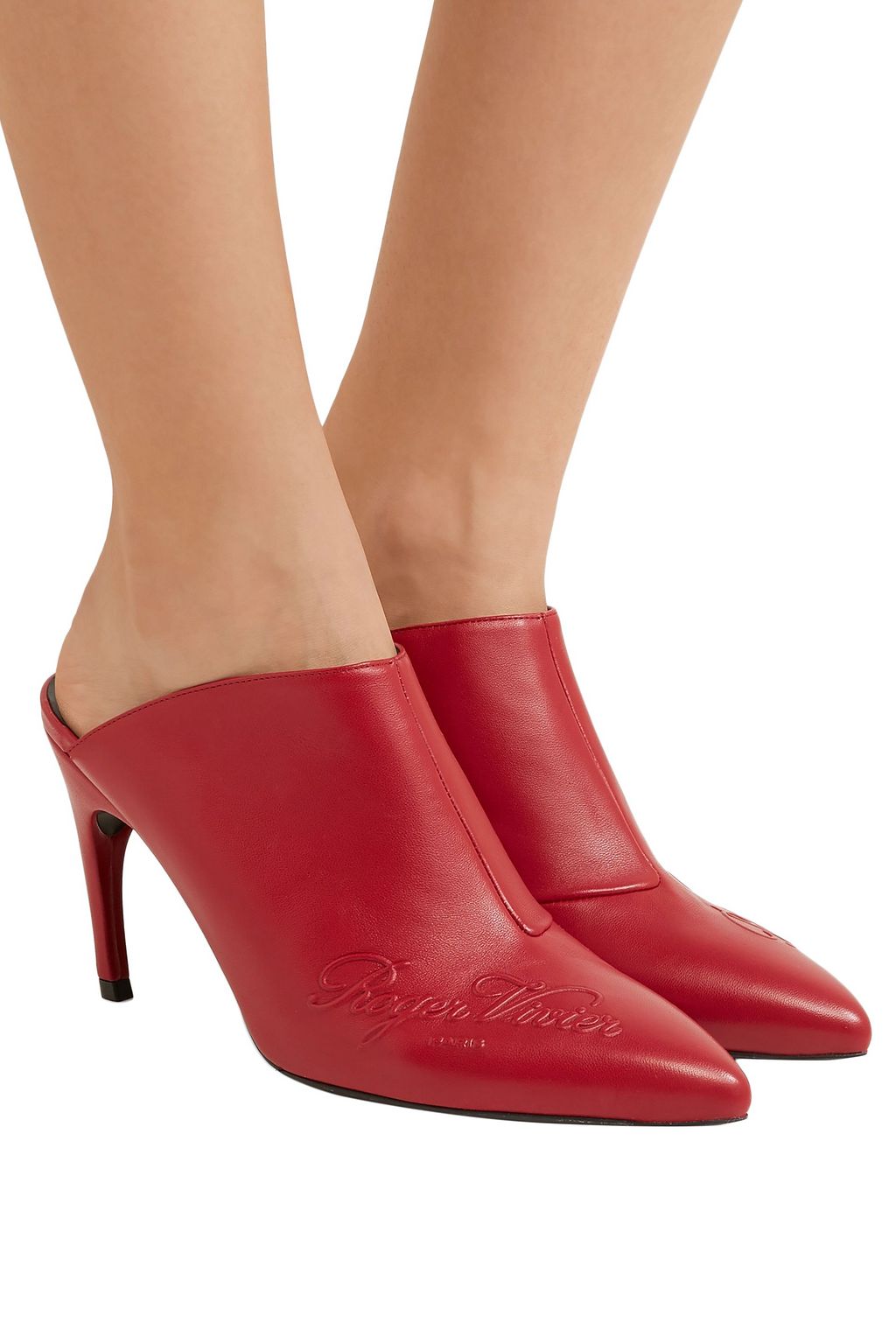 ROGER VIVIER Choc Real ロゴエンボス加工 レザー ミュール