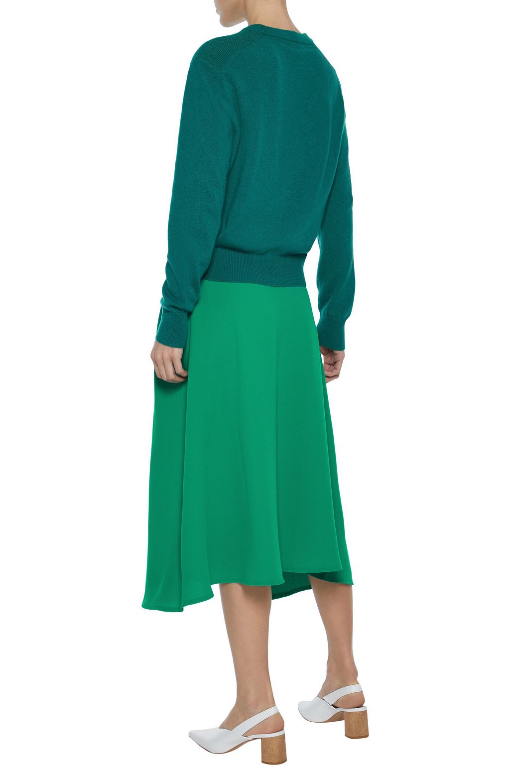 IRIS & INK Bryony fluted crepe midi skirt