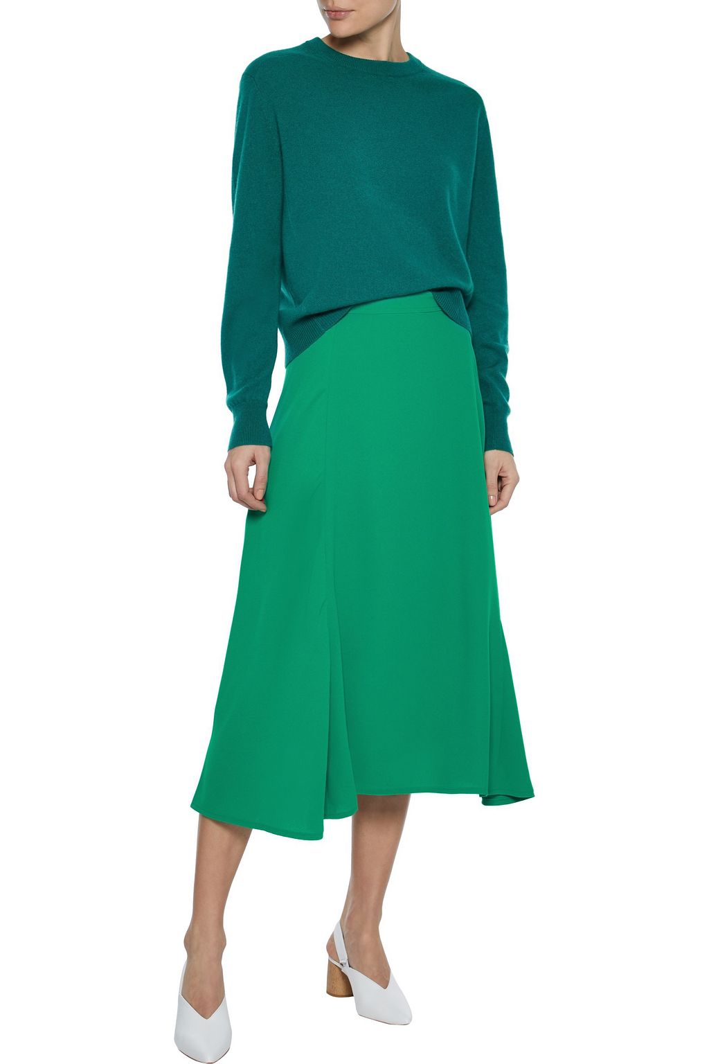 IRIS & INK Bryony fluted crepe midi skirt