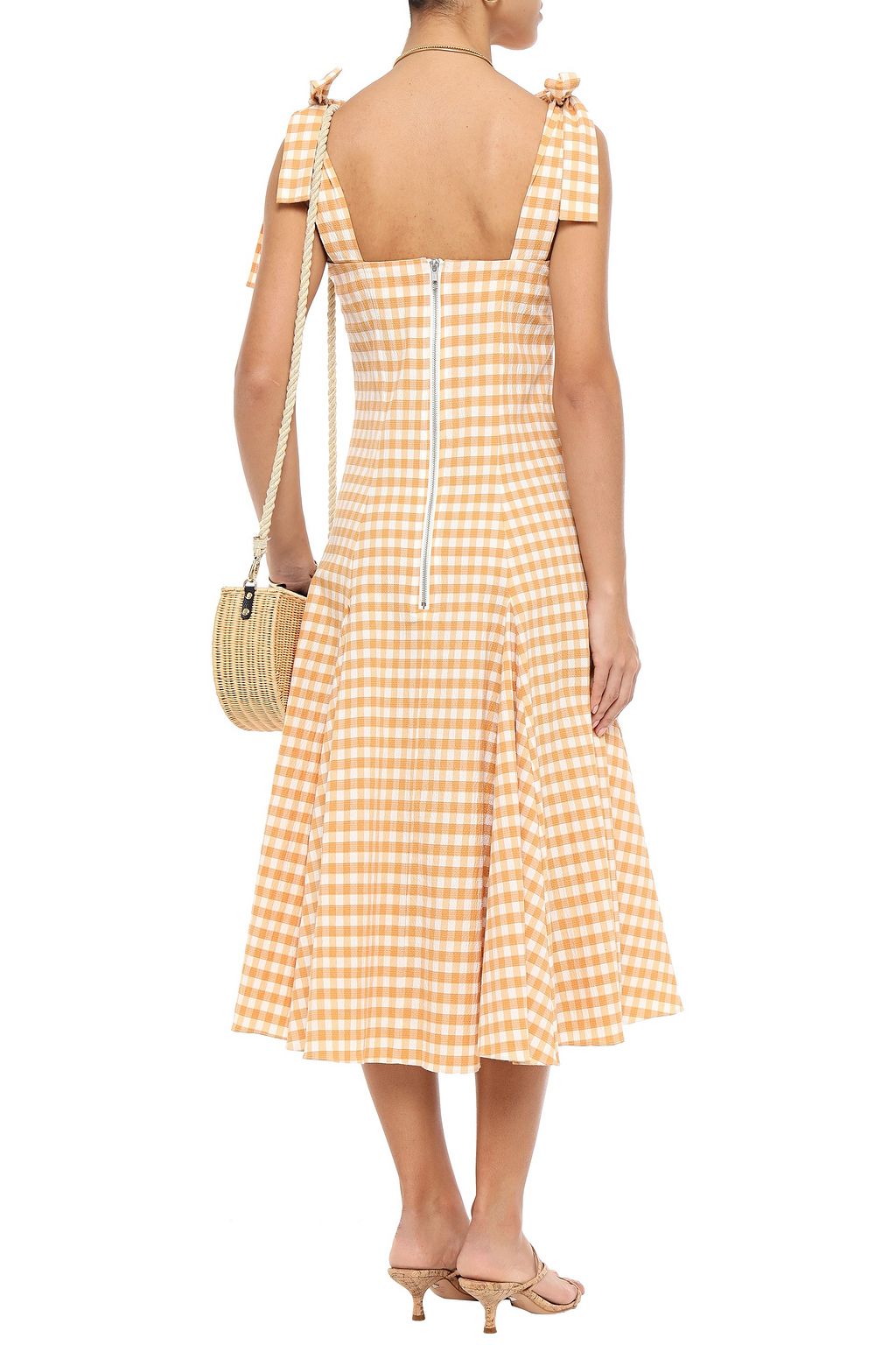 PAPER LONDON Mona gingham cotton-blend seersucker midi dress