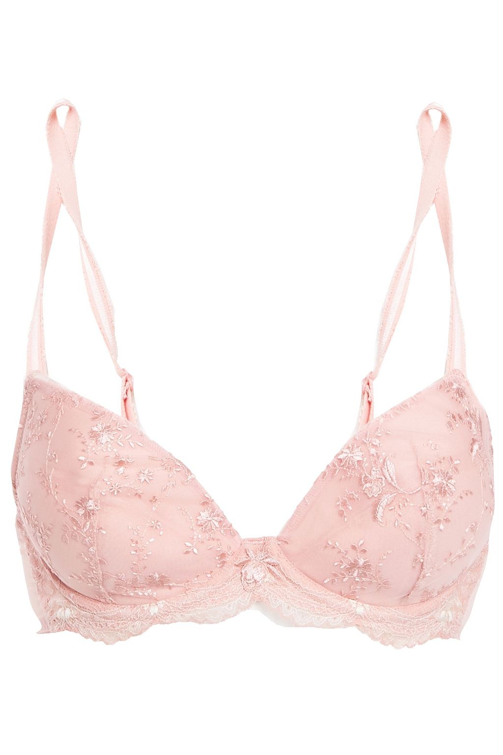 Baby pink Irresistible lacetrimmed embroidered stretchtulle pushup