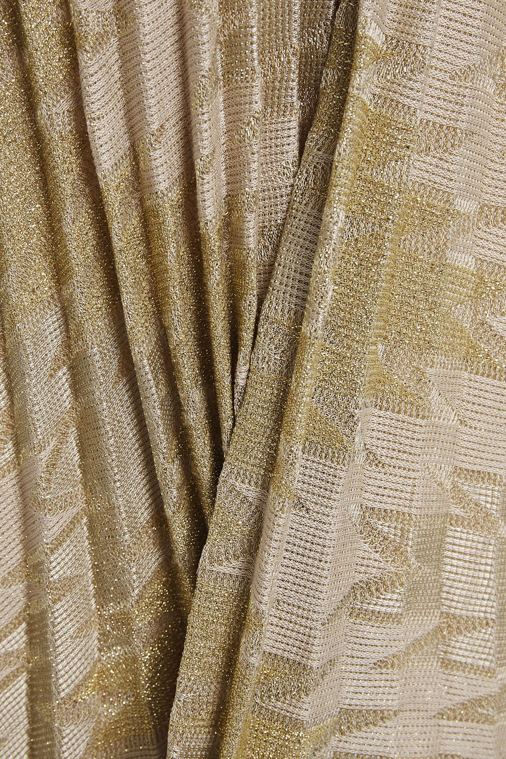 M MISSONI Pleated metallic crochet-knit midi dress
