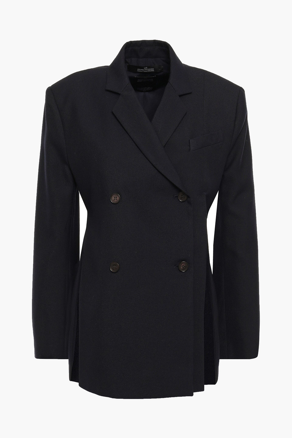 Rokh Woman Double-breasted Silk-twill Blazer Navy Size 42