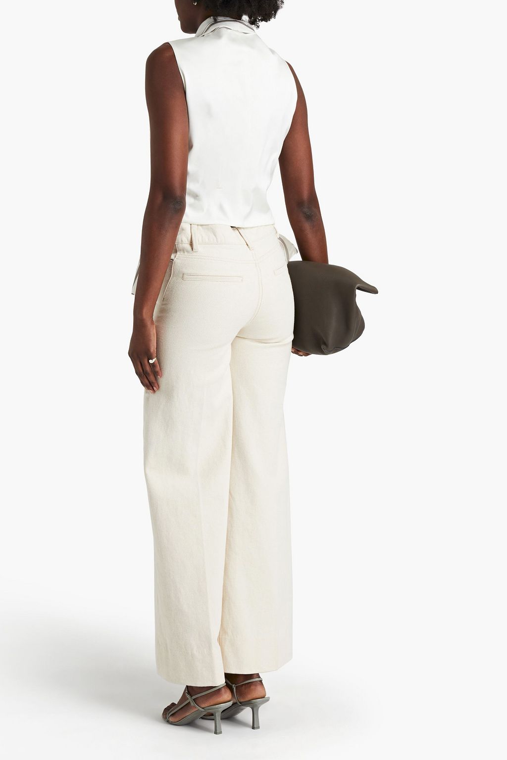 BRUNELLO CUCINELLI Satin jacquard-paneled herringbone cotton and linen-blend vest