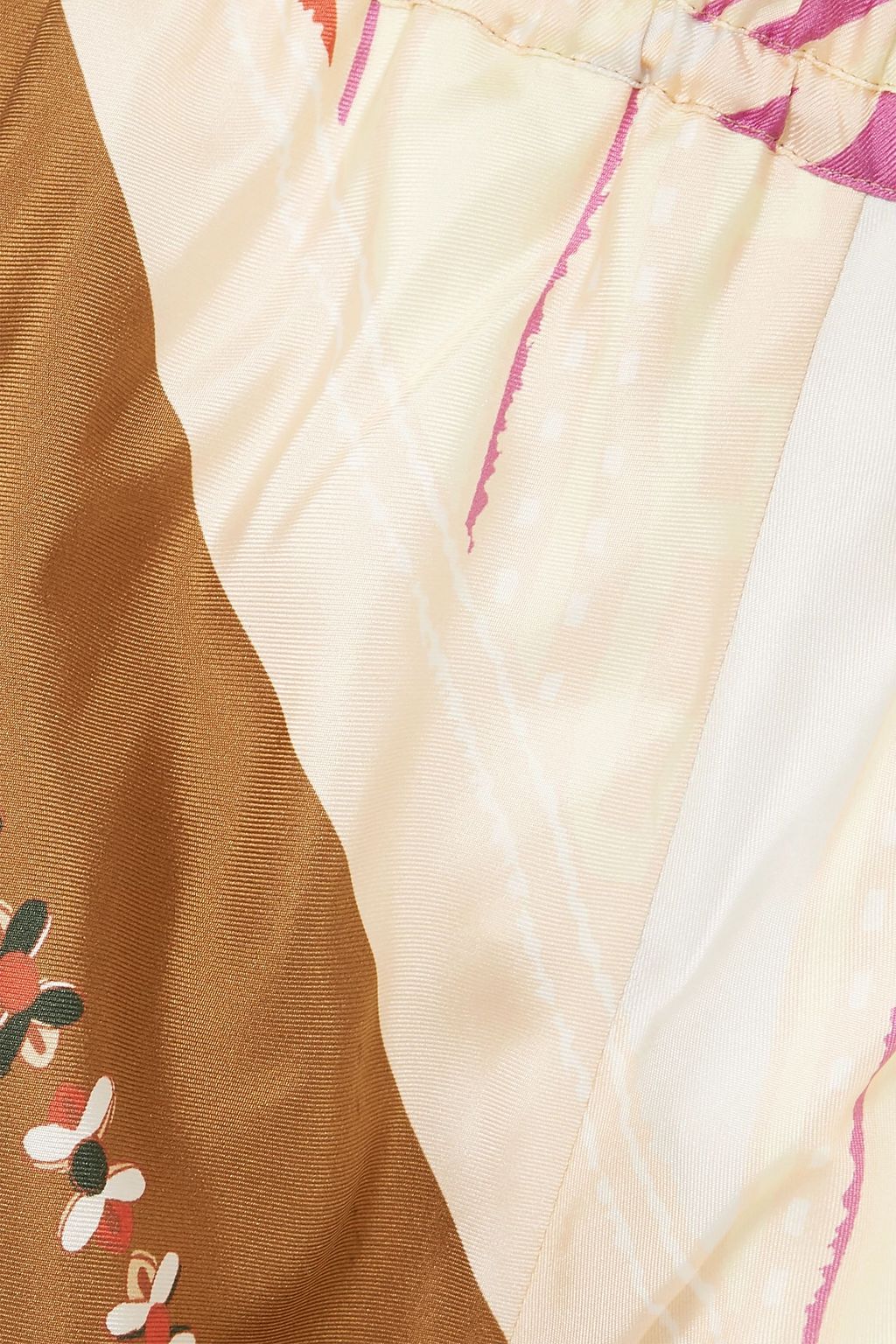 CHLOÉ Patchwork-effect printed silk-twill wide-leg pants