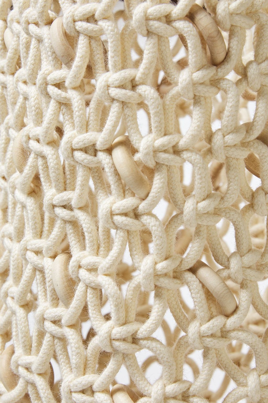 JW ANDERSON Leather-trimmed fringed cotton macramé tote
