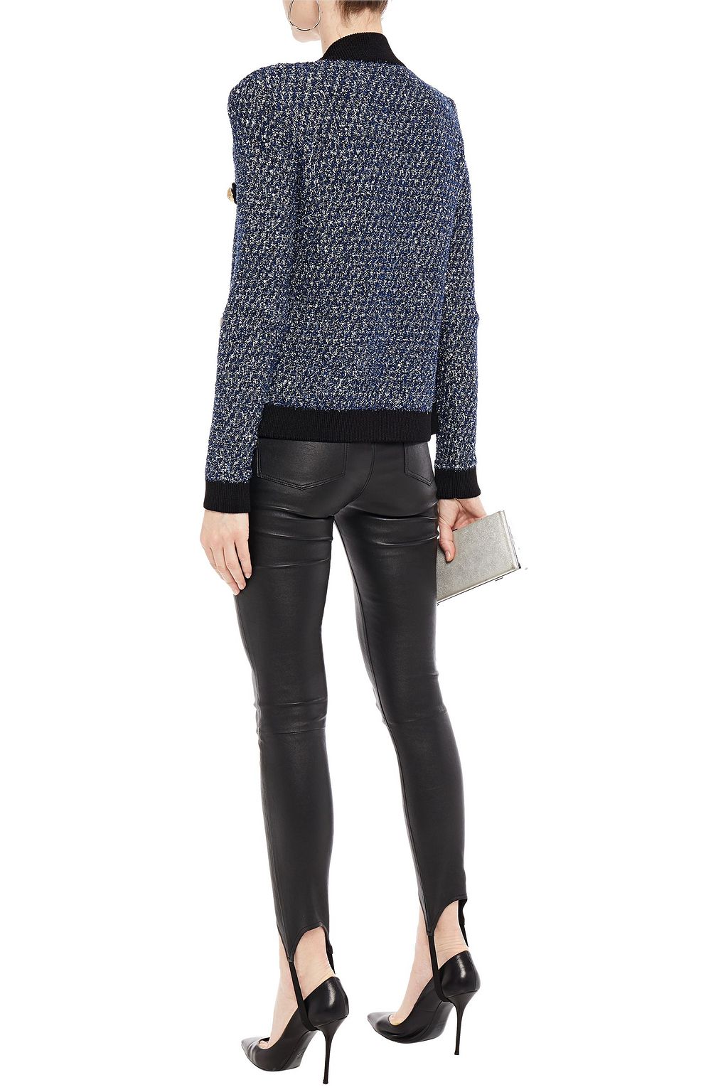 BALMAIN Embellished metallic tweed jacket