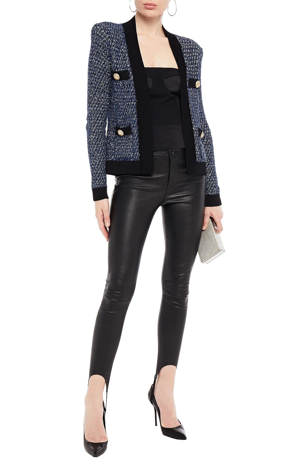 BALMAIN Embellished metallic tweed jacket