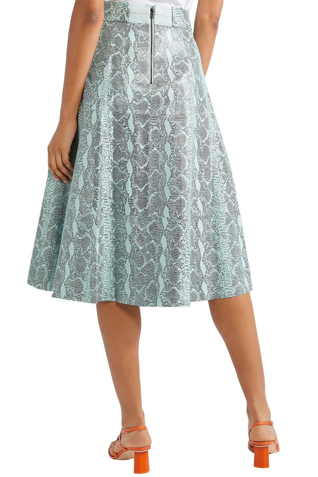 ALICE + OLIVIA Sosie snake-print leather midi skirt