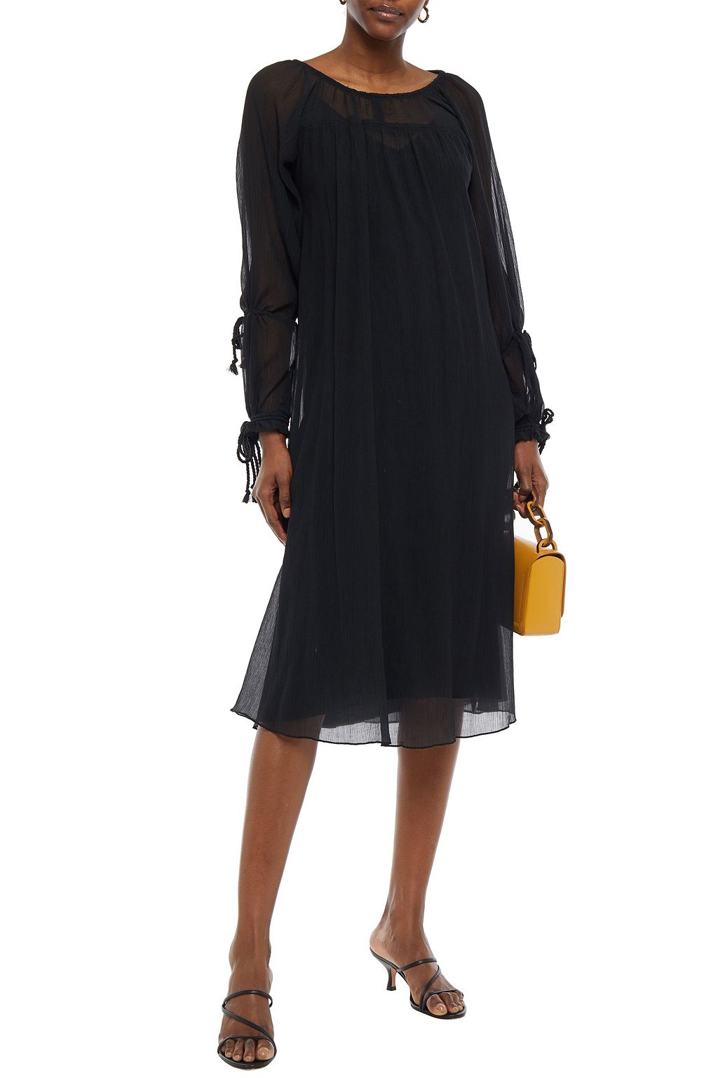 BY MALENE BIRGER Gathered cotton and silk-blend crepon midi dress