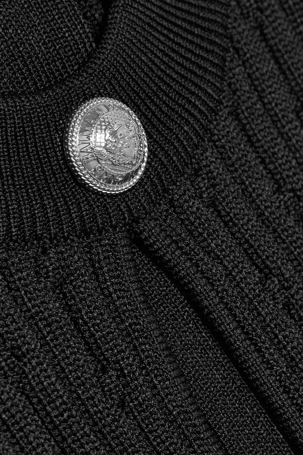 BALMAIN Cutout ribbed and pointelle-knit mini dress