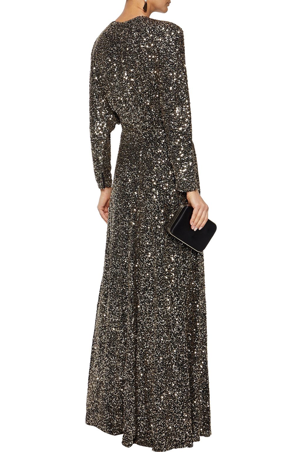 JENNY PACKHAM Bow-detailed sequined tulle wrap gown