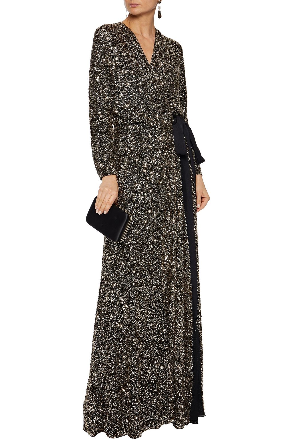 JENNY PACKHAM Bow-detailed sequined tulle wrap gown