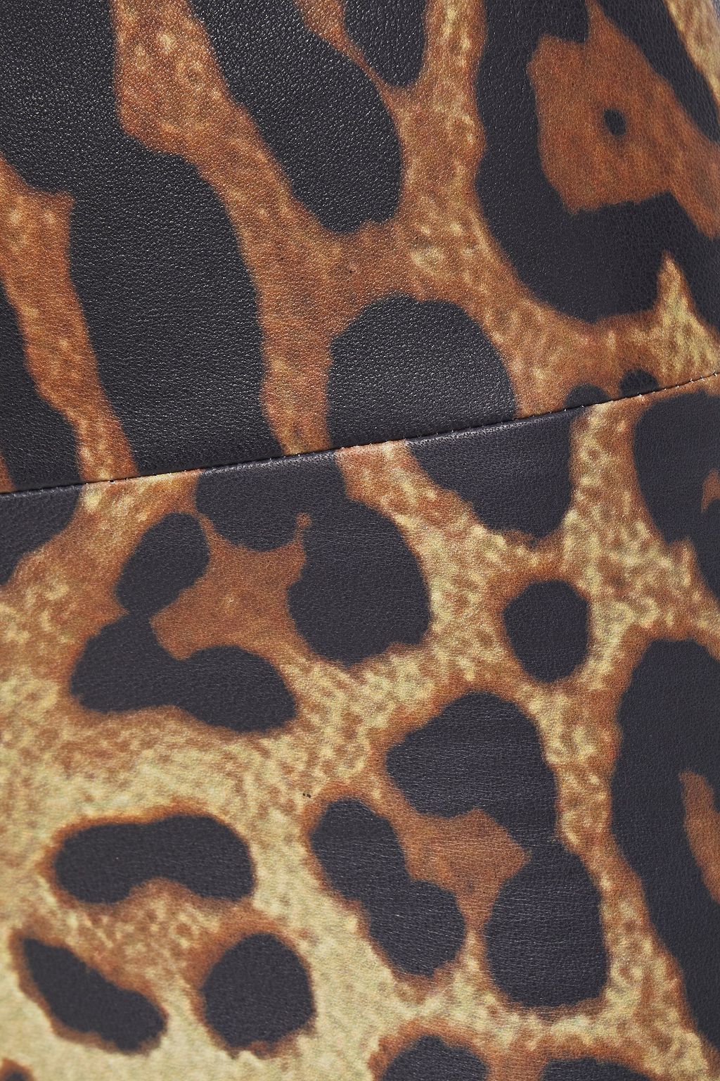 SPRWMN Leopard-print stretch-leather flared pants