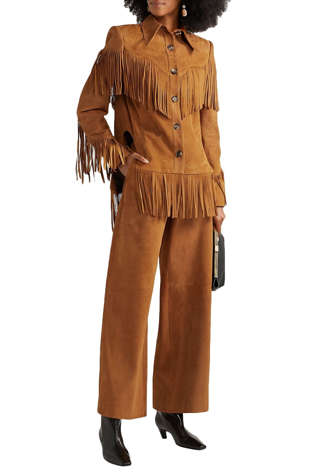 KHAITE Charlize suede wide-leg pants