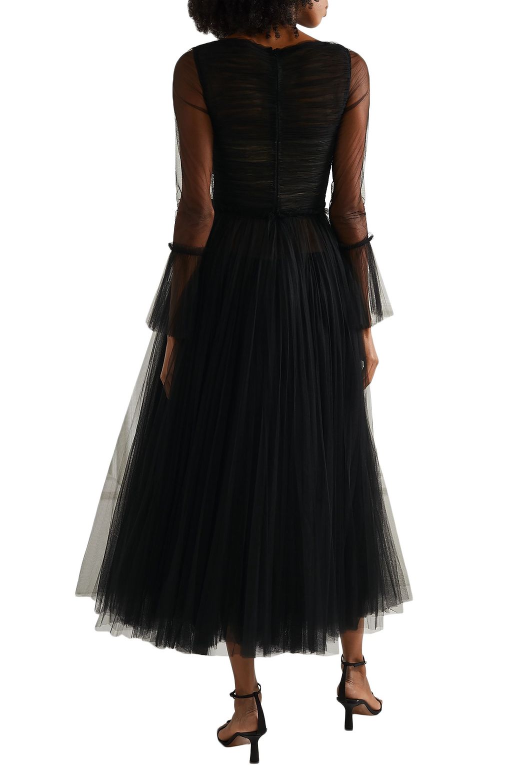 KHAITE Jean cutout tulle maxi dress