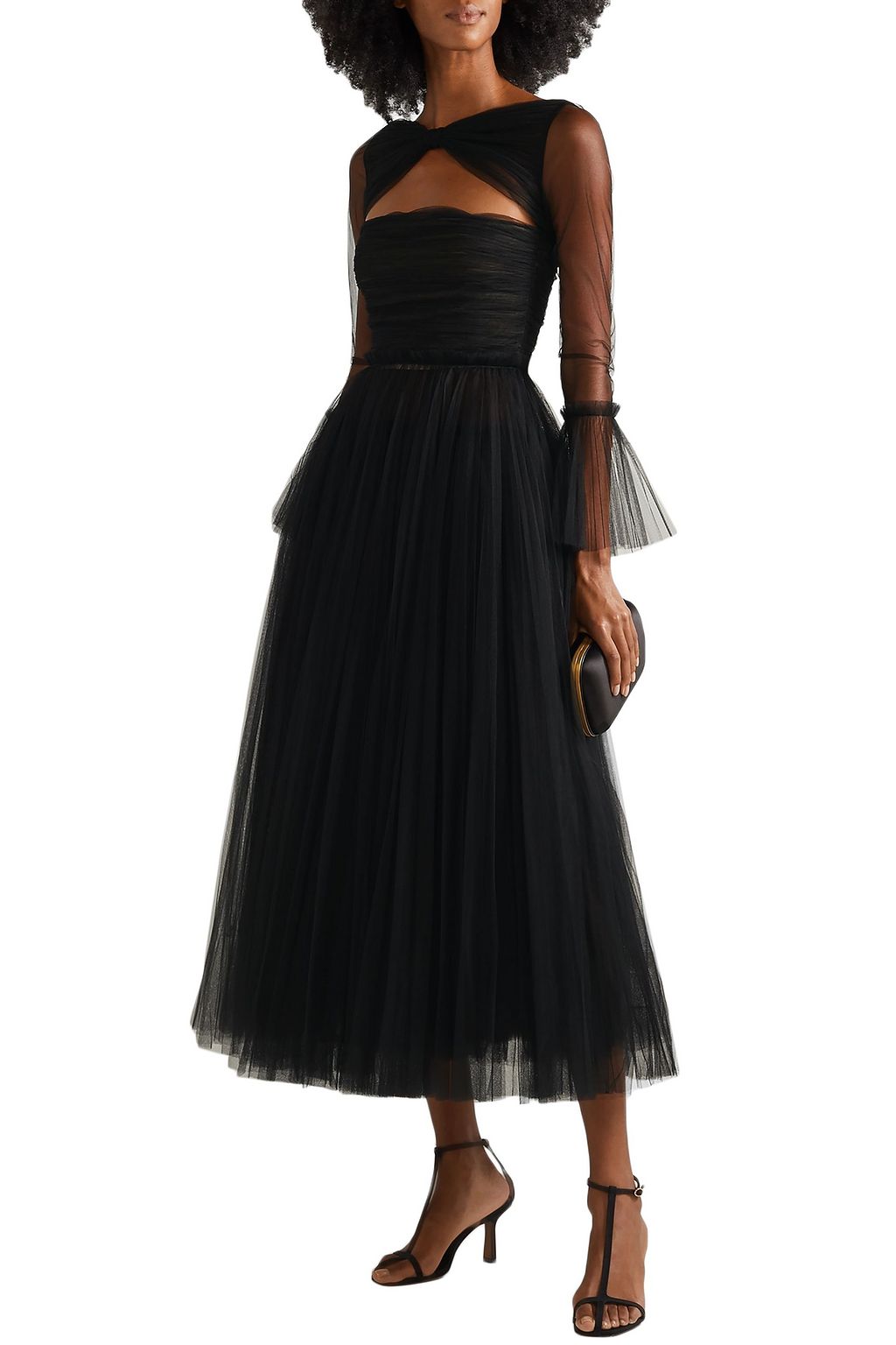 KHAITE Jean cutout tulle maxi dress