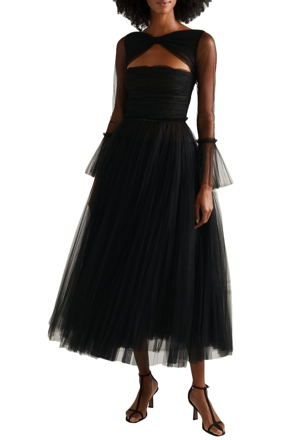 KHAITE Jean cutout tulle maxi dress