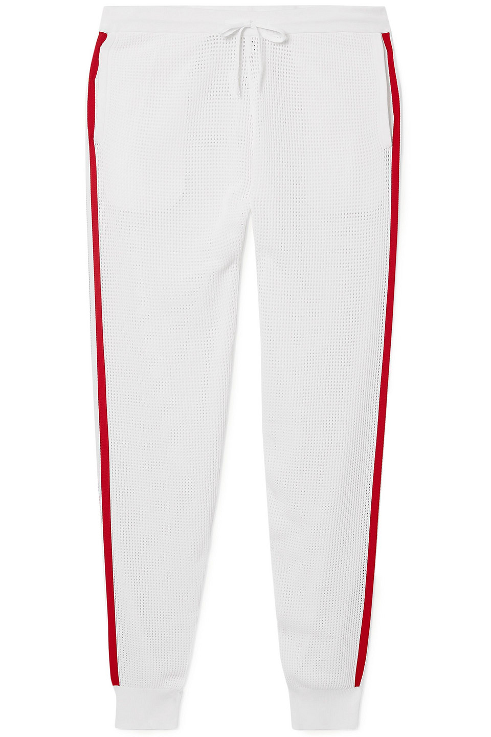 Adam Selman Sport Grosgrain-trimmed mesh track pants