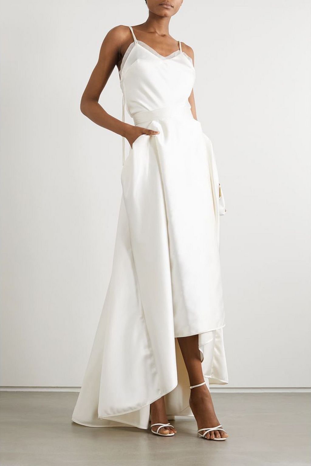 HALFPENNY LONDON Georgie pleated satin maxi skirt
