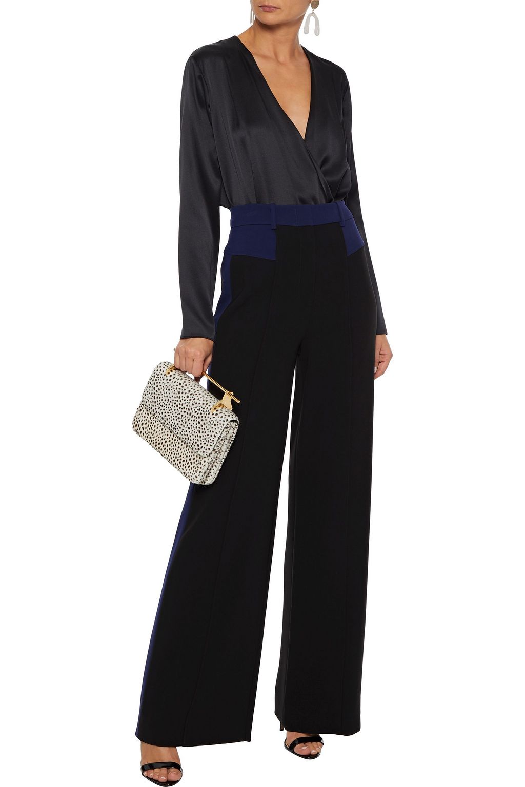 DIANE VON FURSTENBERG Liberty two-tone cady wide-leg pants