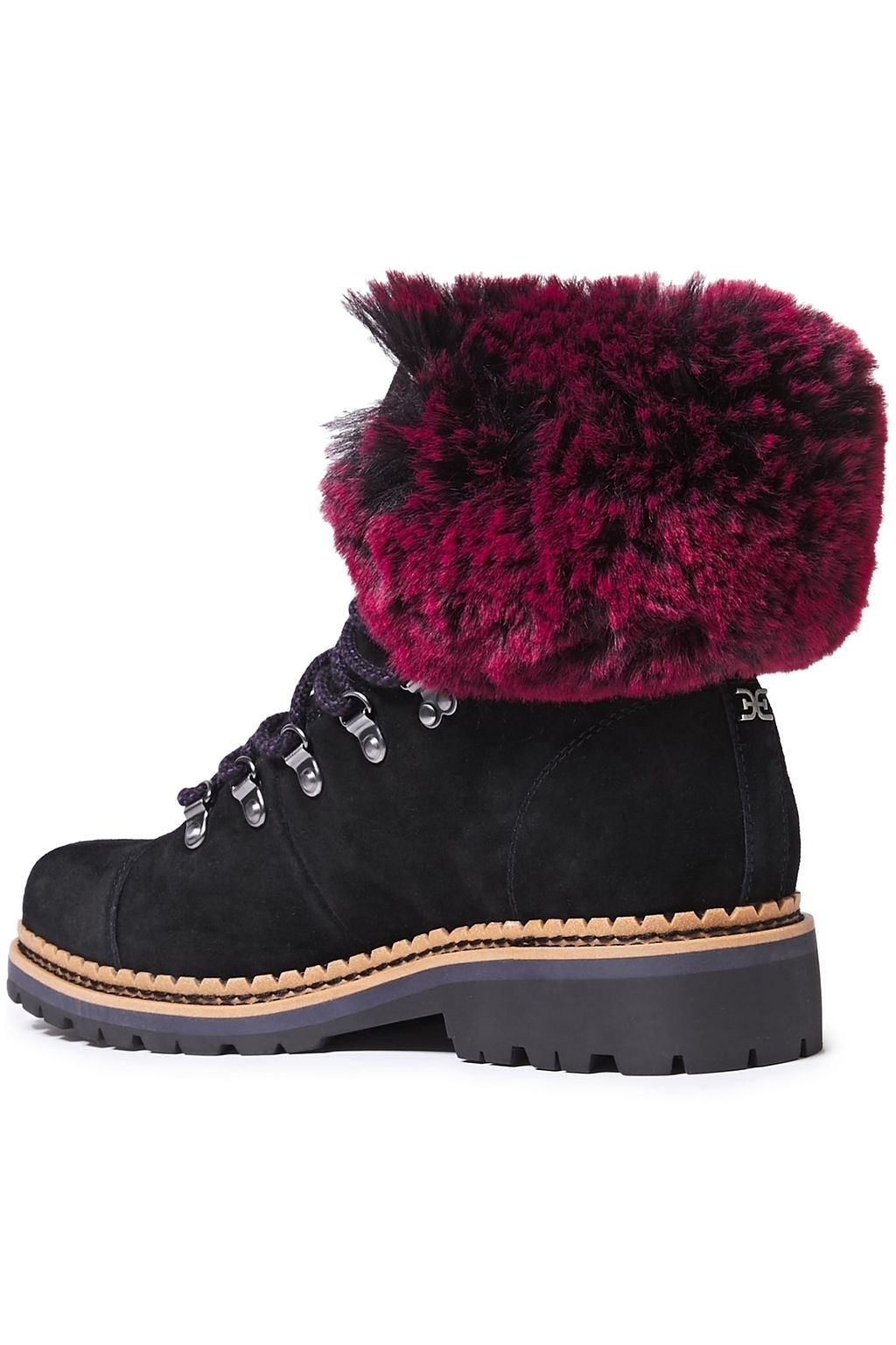 SAM EDELMAN Bowen faux fur-trimmed suede ankle boots