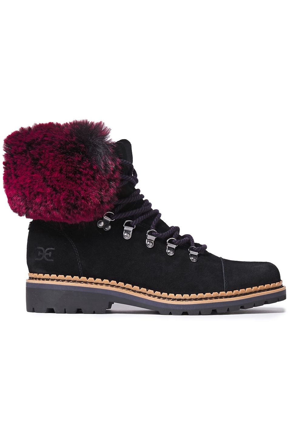 ankle boots with fur trim