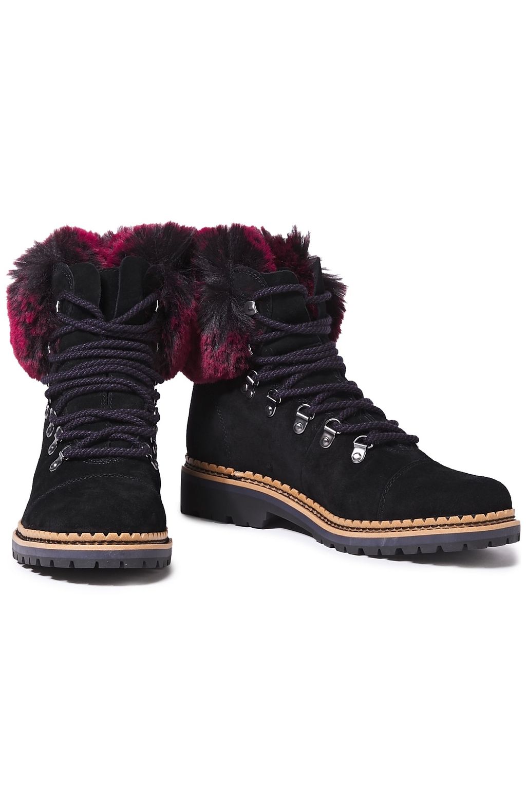 SAM EDELMAN Bowen faux fur-trimmed suede ankle boots