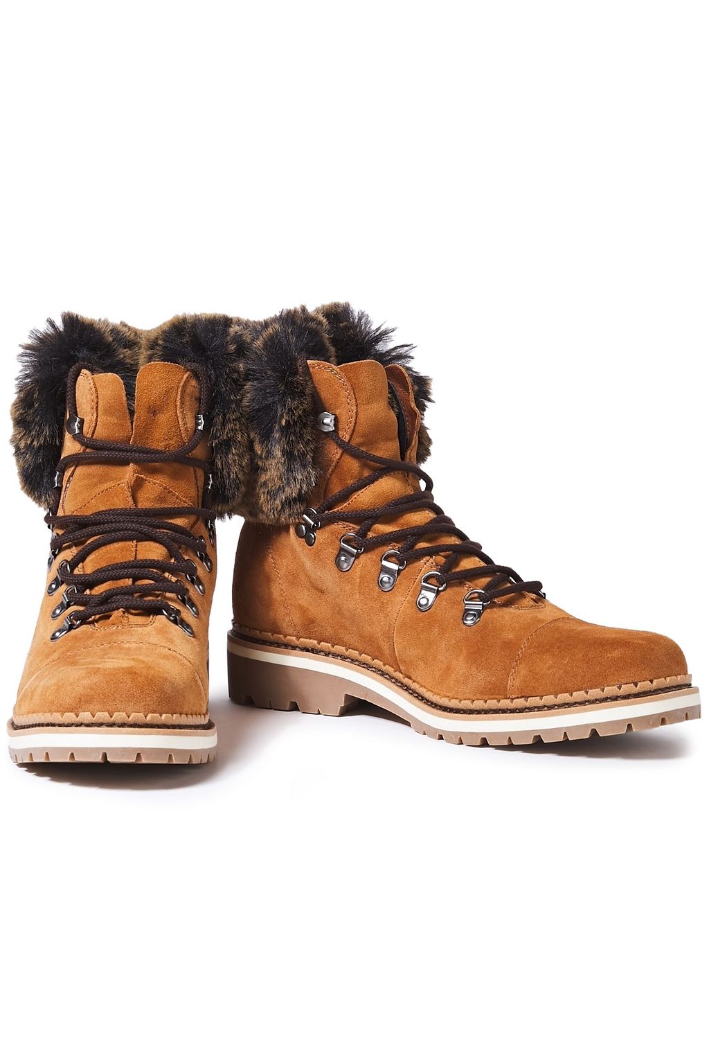 SAM EDELMAN Bowen faux fur-trimmed suede ankle boots