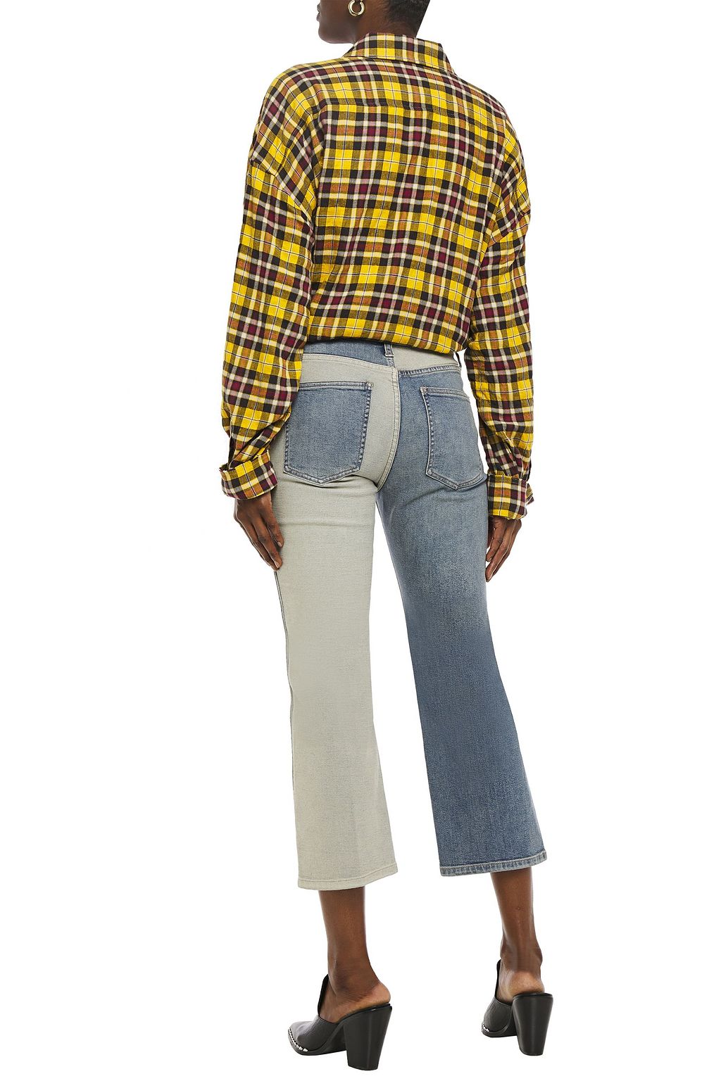 CURRENT/ELLIOTT The Vanessa cropped two-tone mid-rise straight-leg jeans