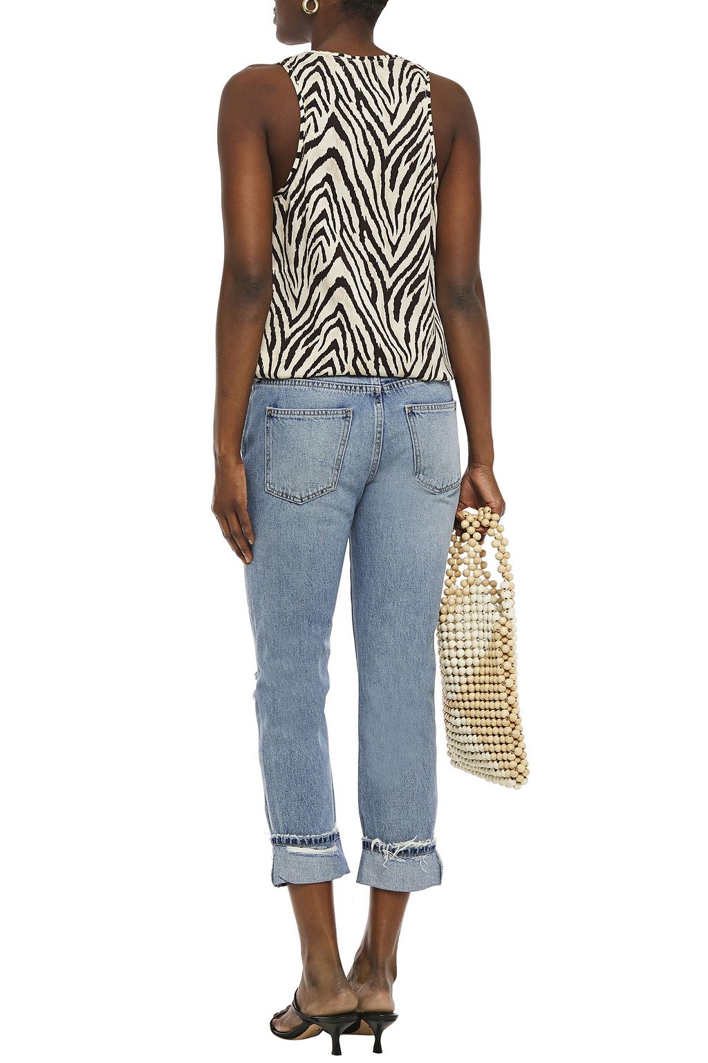 CURRENT/ELLIOTT The Bermuda zebra-print twill tank