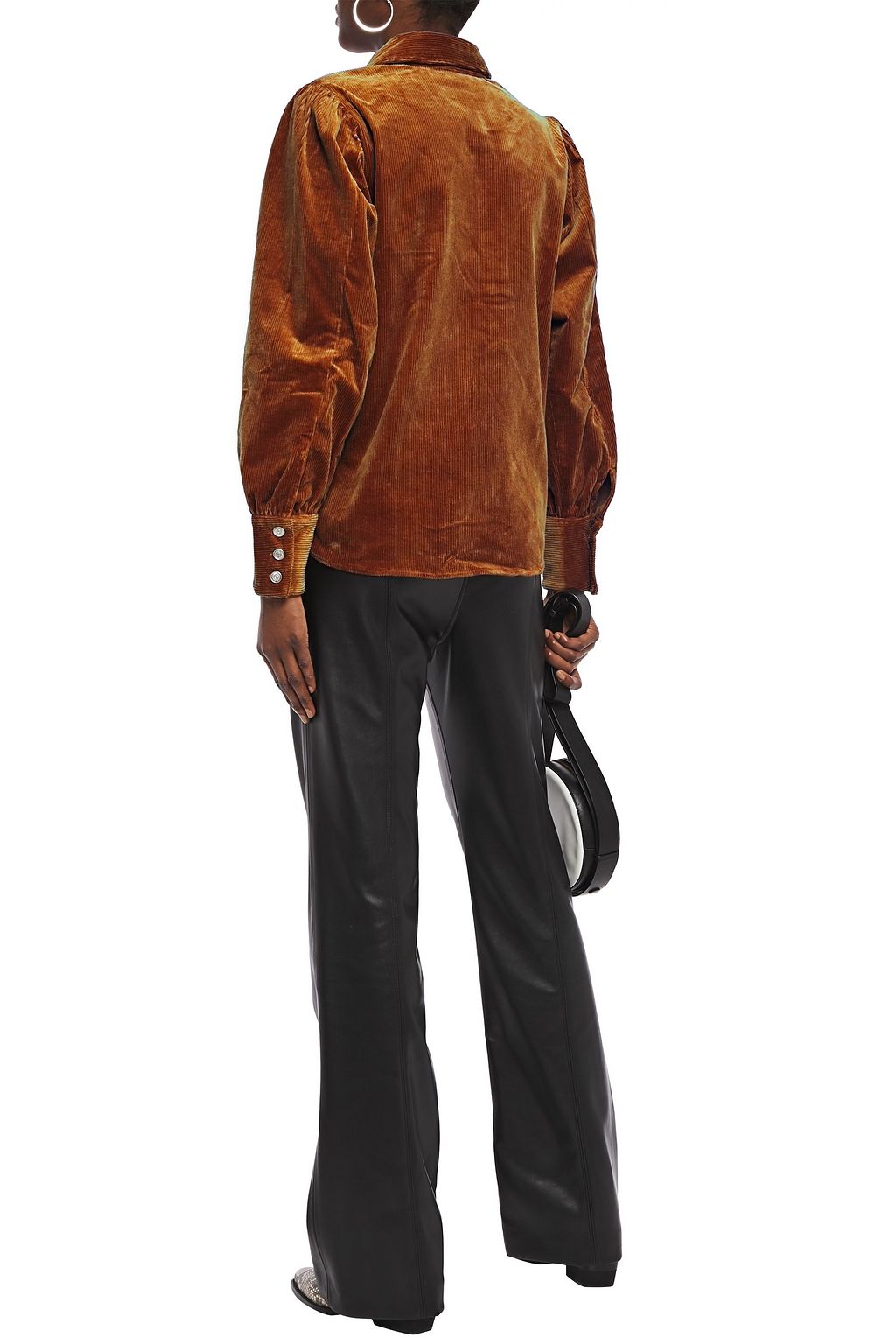GANNI Lace-trimmed cotton-blend corduroy shirt