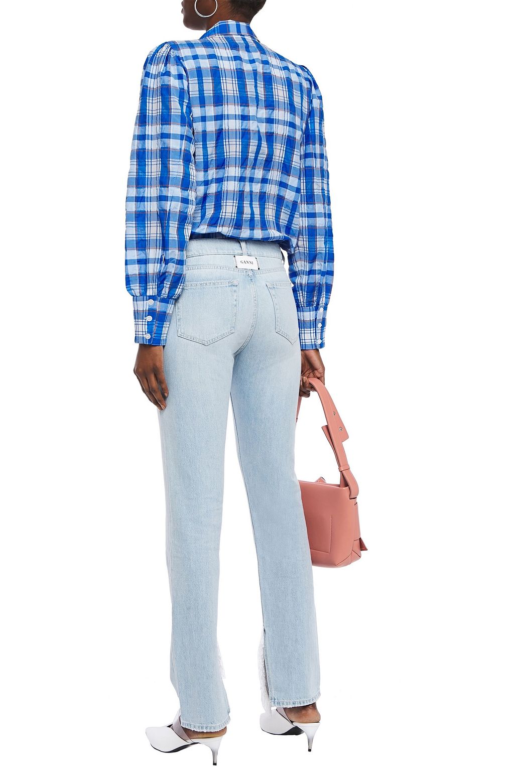 GANNI Fringed mid-rise straight-leg jeans