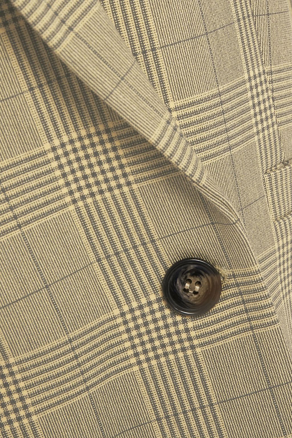 GANNI Double-breasted Prince of Wales checked woven blazer