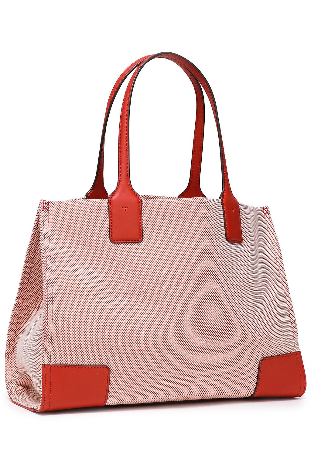TORY BURCH Leather-trimmed canvas tote
