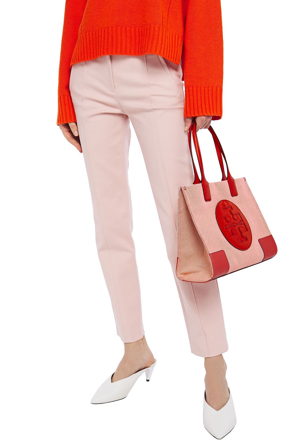 TORY BURCH Leather-trimmed canvas tote