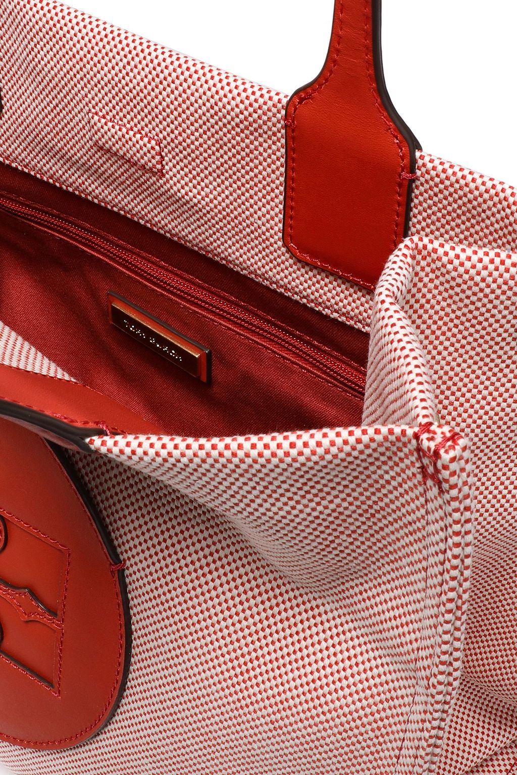 TORY BURCH Leather-trimmed canvas tote