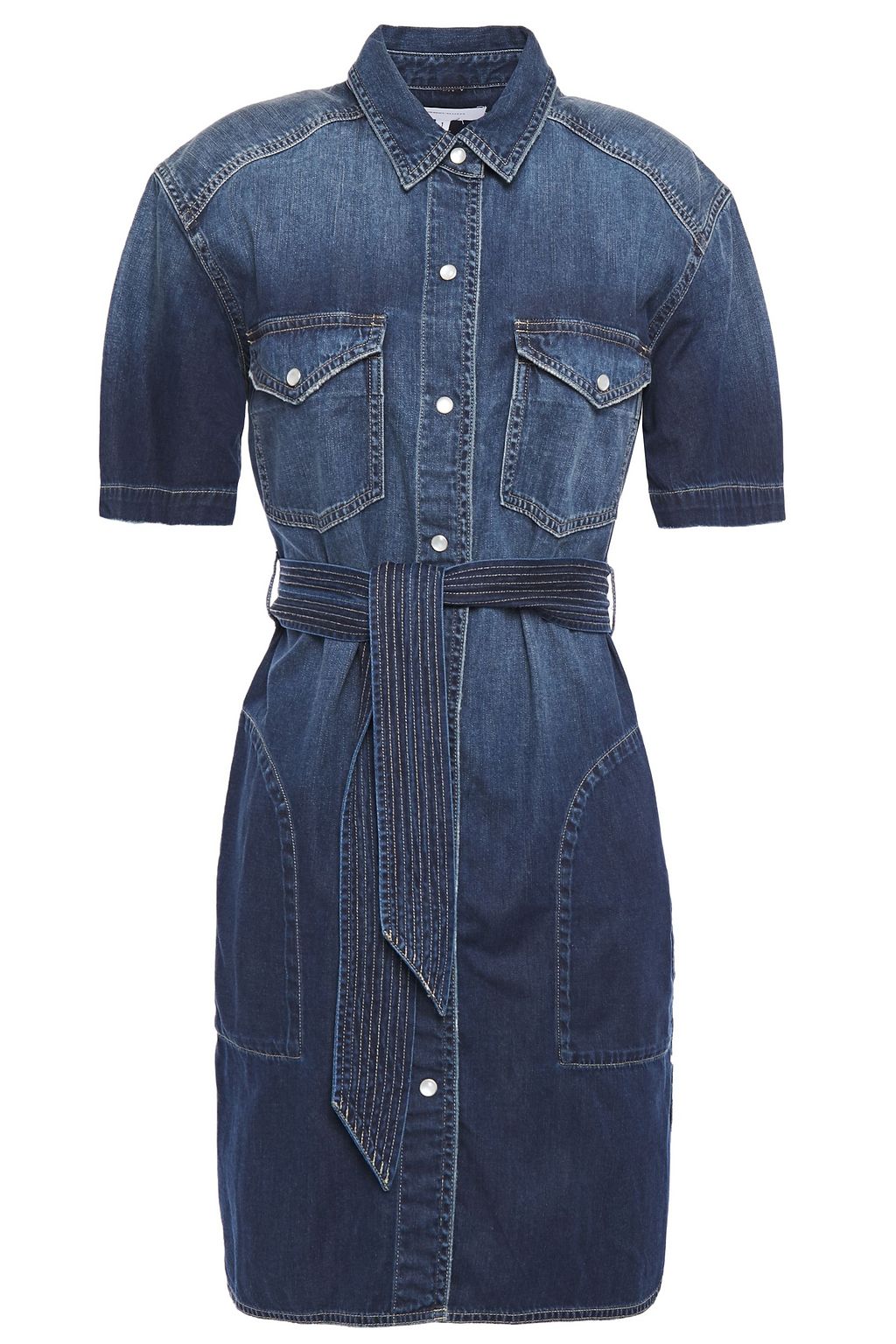 belted denim shirt dress