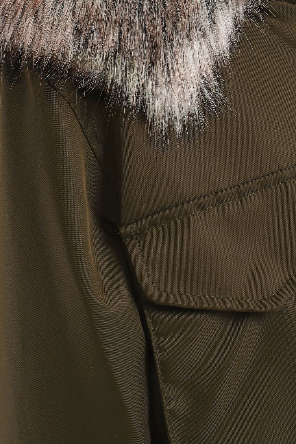 ROKH Faux fur-trimmed shell hooded jacket